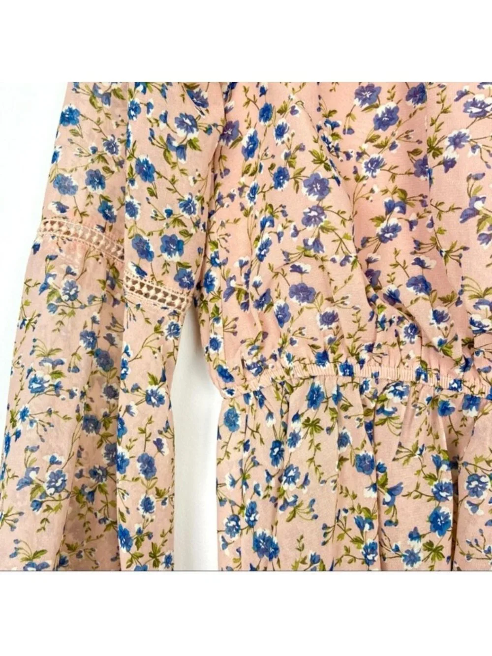 Emory Park Pink Floral Bell Sleeve Top
